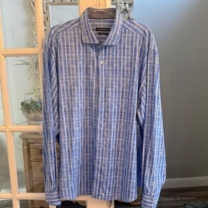 Men’s Bugatti Blue Plaid Shirt Size XXL